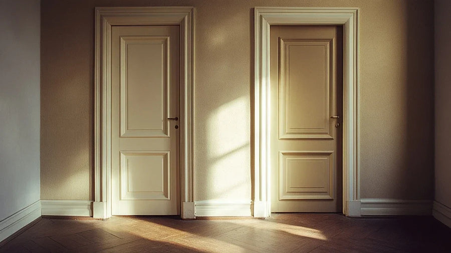 Two doors in a sunlit hallway, gut feeling meaning | Gutsi