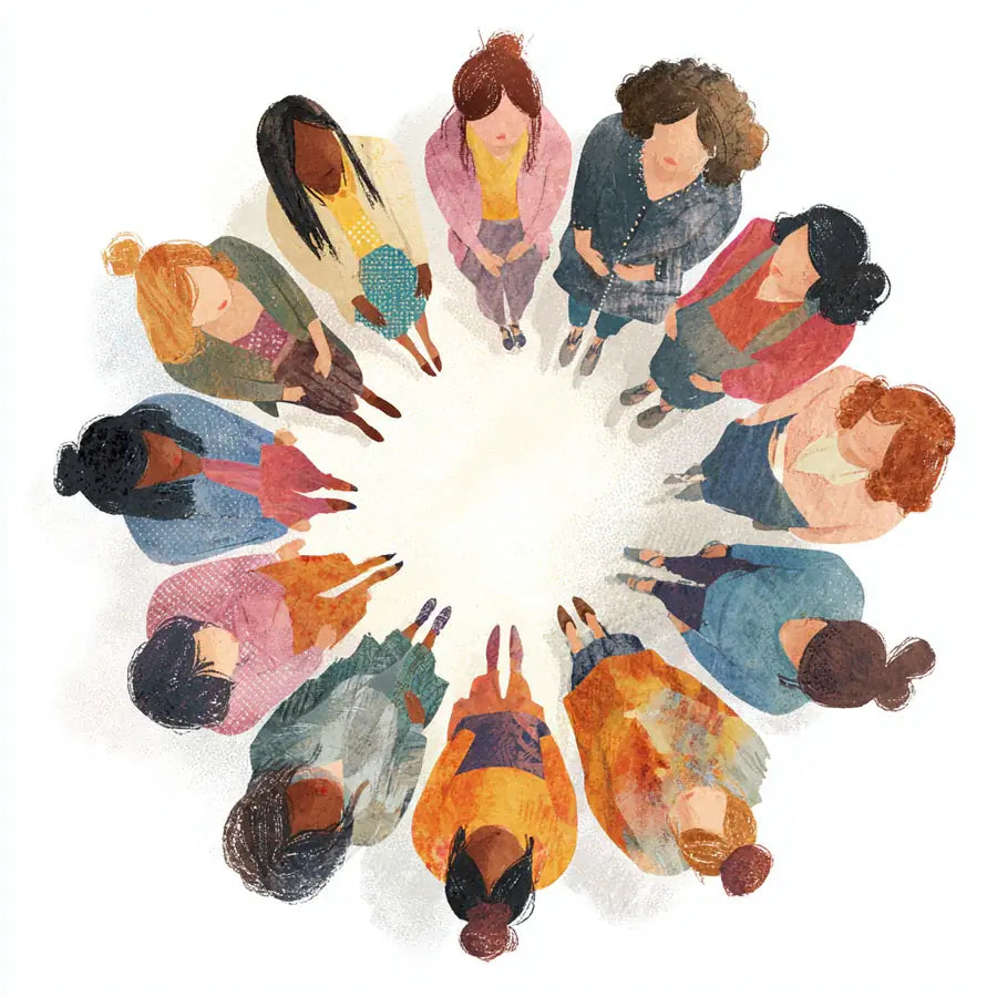 Illustration of women together, on the gut changes behind menopause symptoms | Gutsi