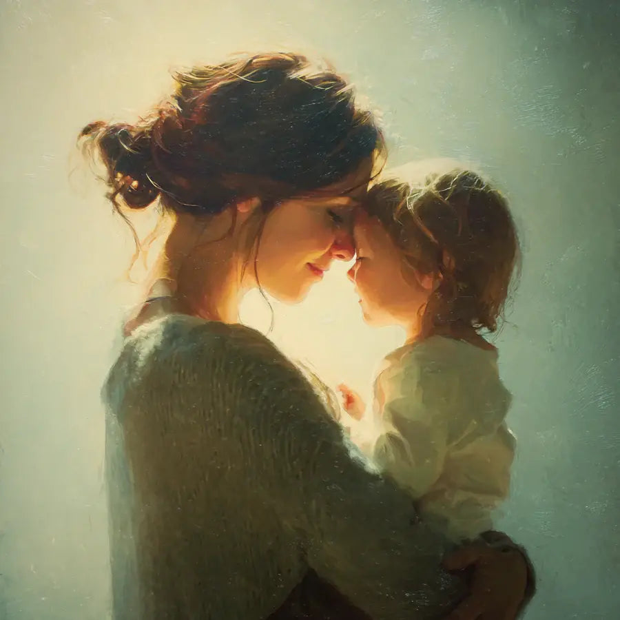 Illustration of a mother and child, on how parents shape a child's gut microbiome | Gutsi